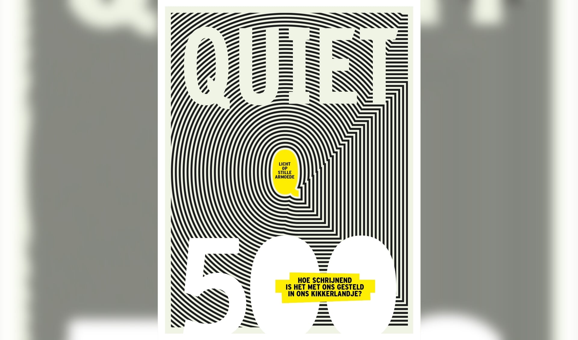 De cover van Quiet 500 schijnt letterlijk licht op armoede door het lichtgevende ontwerp van vormgever Rogier Eekelaar. 