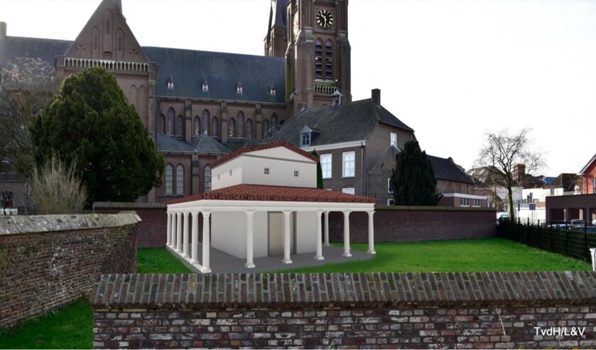<p>Zo moet de Romeinse tempel in Cuijk eruit komen te zien.</p>