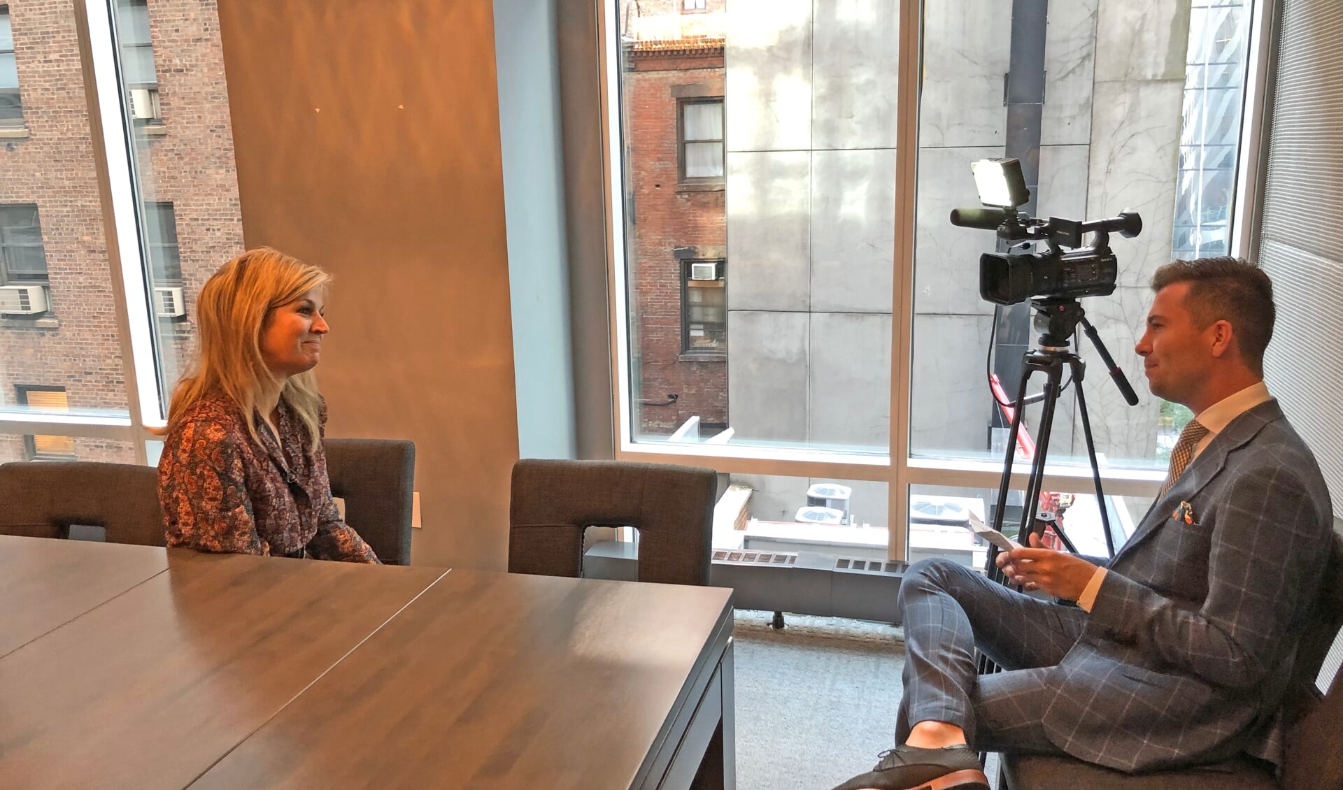 Erpenaar Rick Evers interviewt Maxima in New York in 2019.