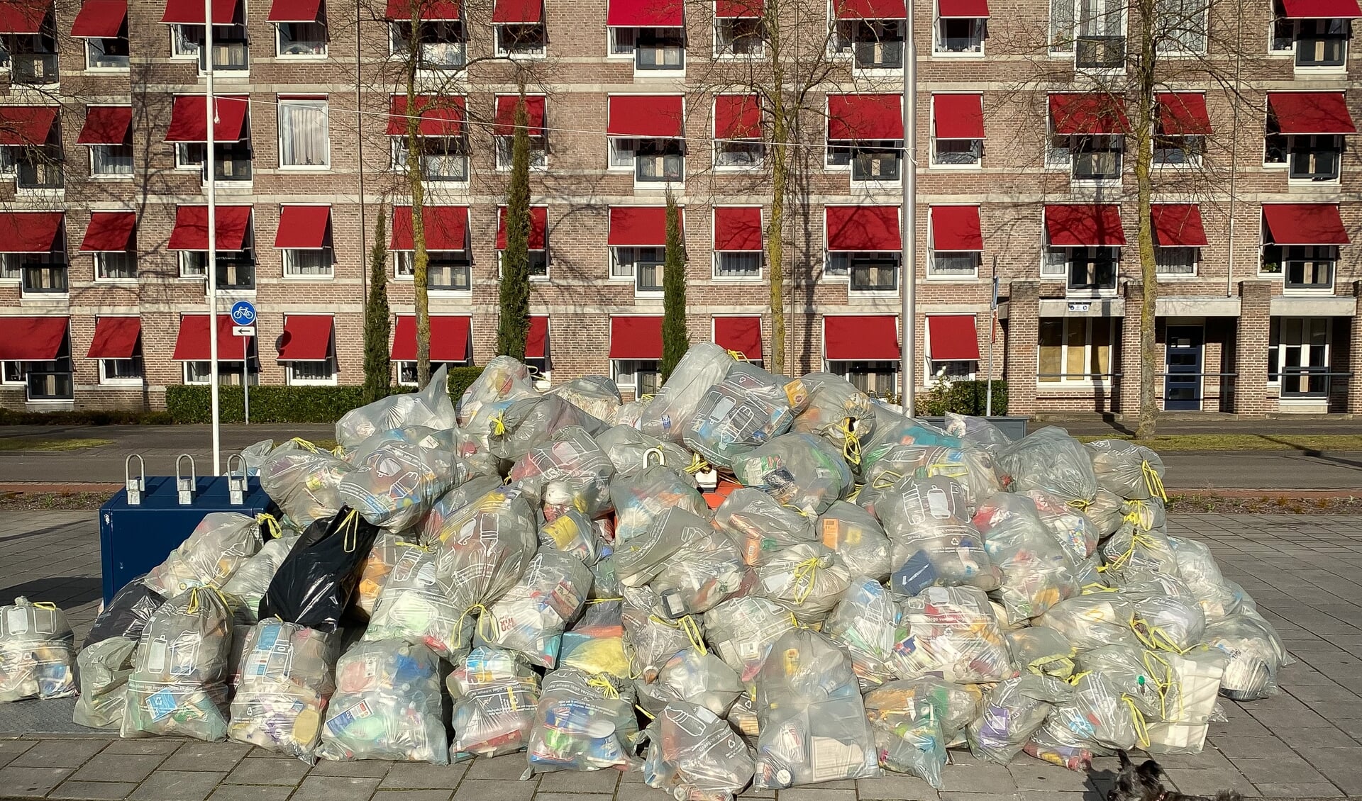 Plastic afval bij Winkelcentrum Ussen.