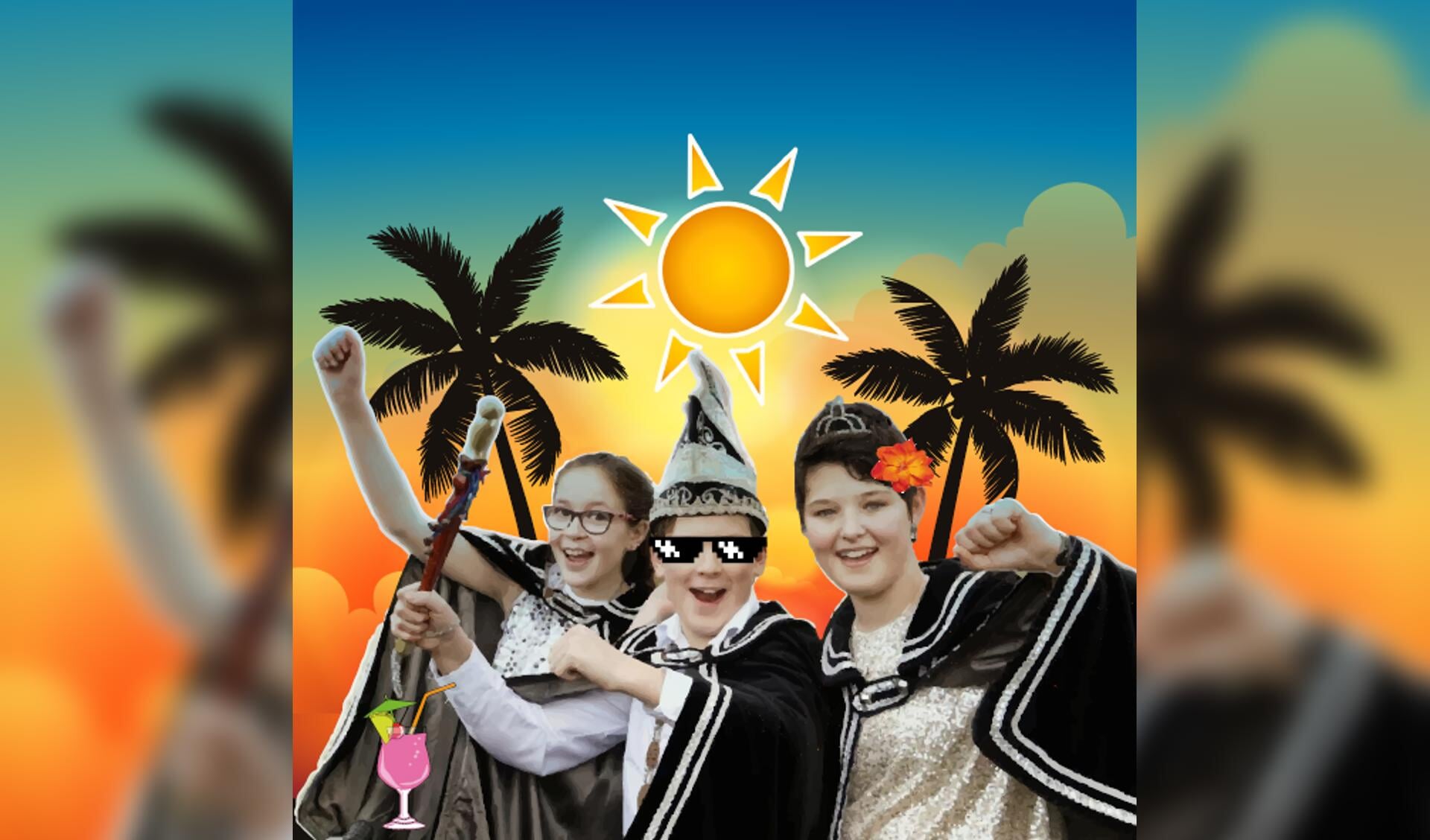 Prins Lars, Prinses Rianne en Page Fleur kunnen onder de stralende zon alsnog een grandioos carnavalsfeest vieren.