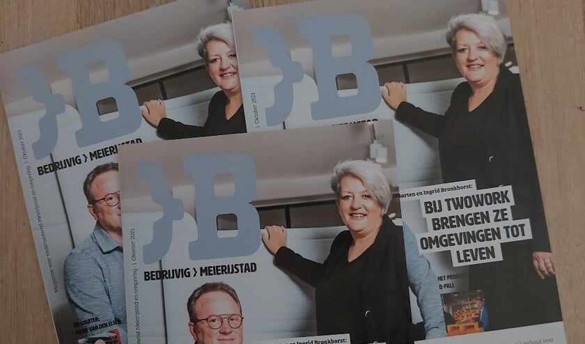 <p>Emiel Barten en Ingrid Bronkhorst van TwoWork staan op de cover van Bedrijvig Meierijstad.</p>