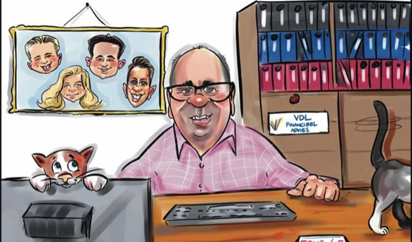 <p>Opa Van de Langenberg heeft onlangs zijn 65e verjaardag gevierd. (Illustratie: Karikatuurstudio.nl) </p>