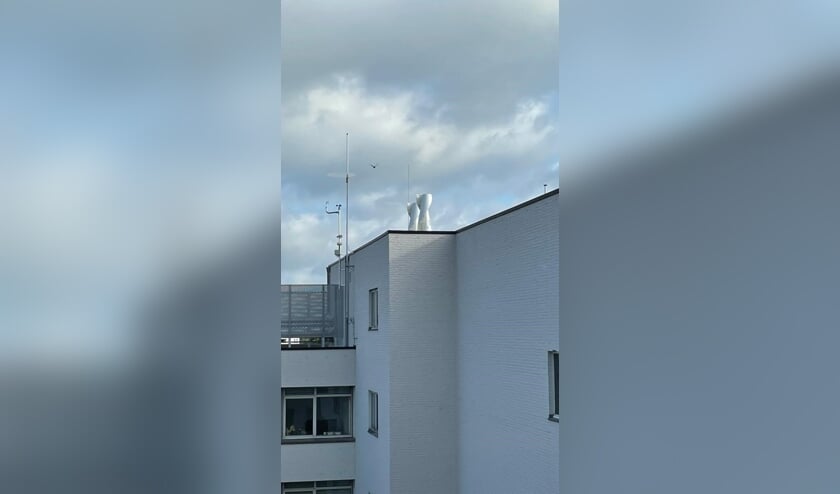 Kleine windturbines op het dak van het gemeentehuis  