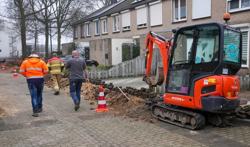 Gaslek in Kievit bij graafwerkzaamheden voor glasvezel