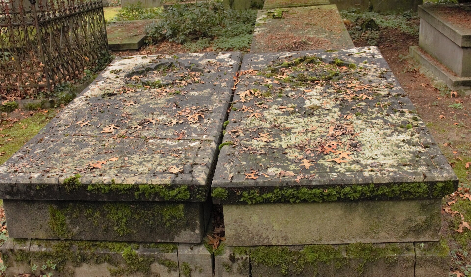 Twee identieke graven voor de broers Hezenmans die in 1909 vlak na elkaar overleden. Beiden hadden een vooraanstaande plaats Den Bosch.