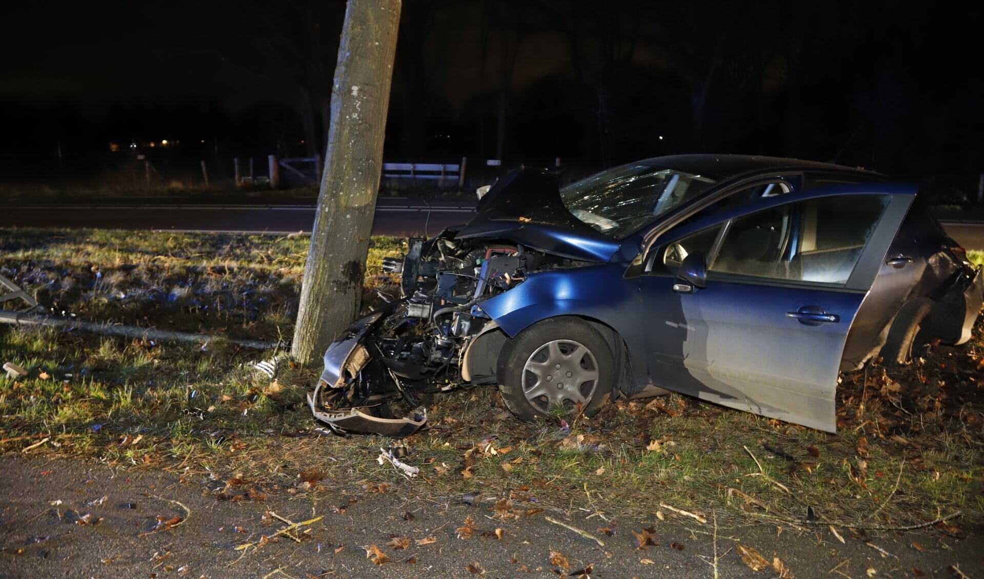 De automobilist botste met zijn voertuig tegen een boom.