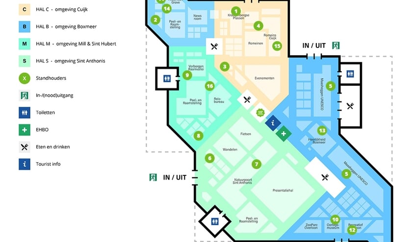<p>Plattegrond van de online vakantiebeurs.</p>