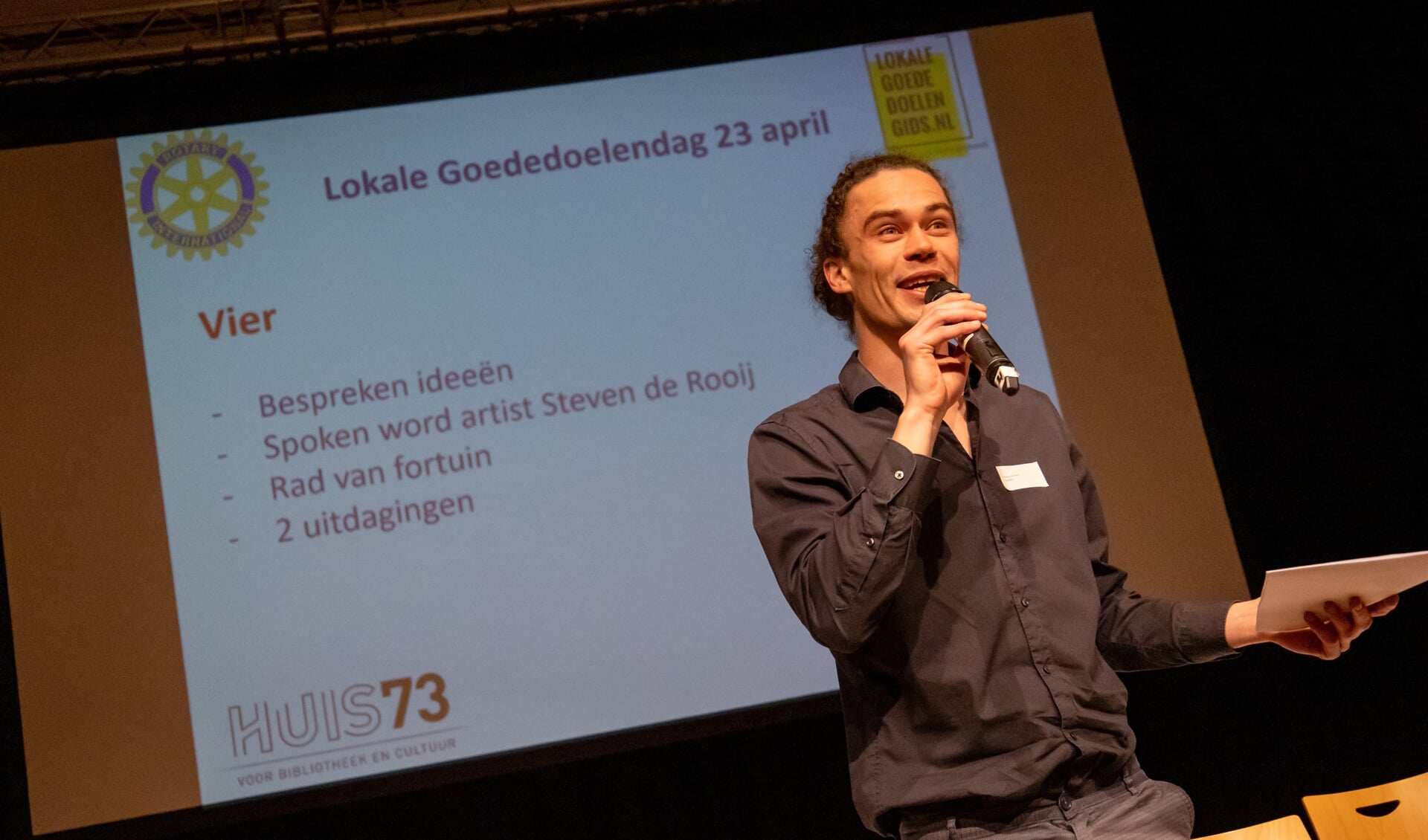 Inspirerende voordracht van spoken word artist Steven de Rooij van Dukebox. 