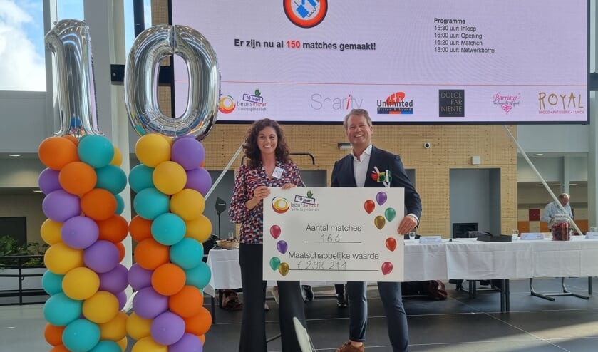 <p>Initiatiefnemer en organisator van Beursvloer ’s-Hertogenbosch Angelique Ottens en voorzitter Danny Snijders.</p>