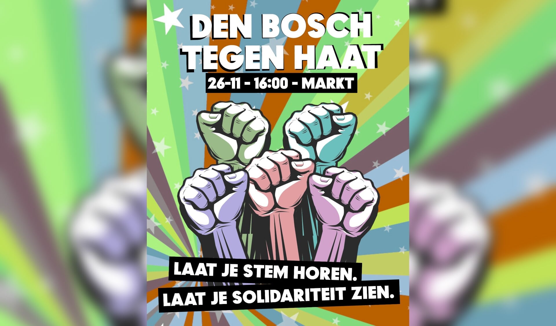 De poster van de solidariteitsdemonstratie.