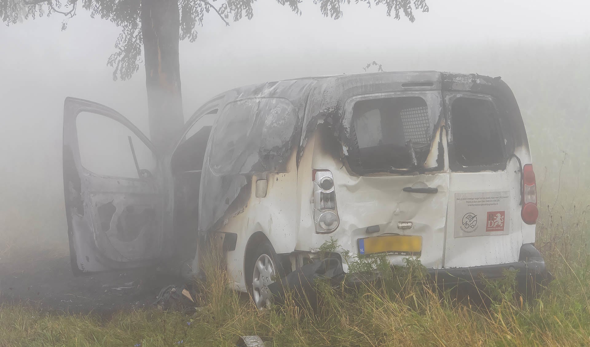 Ongeval 3 voertuigen met brand zeer dichte mist N329 Oss