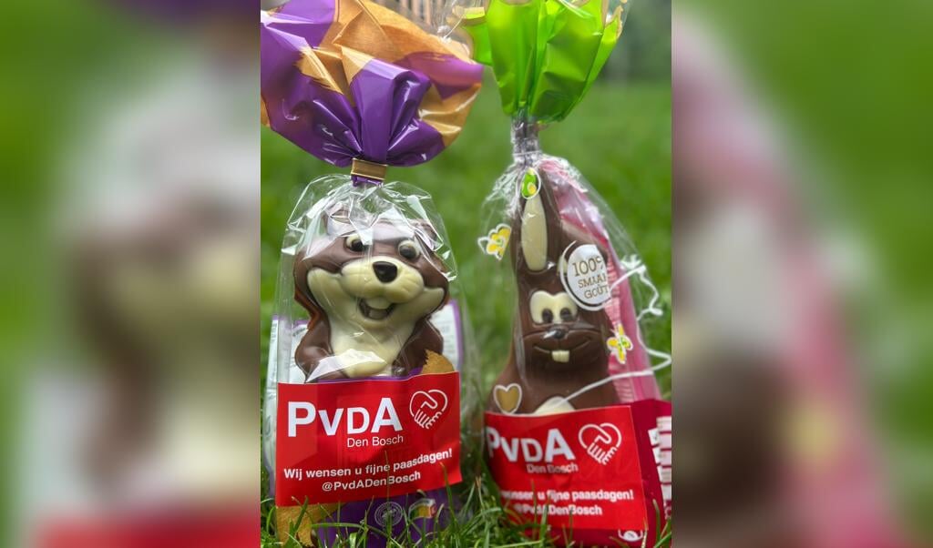 De Bossche PvdA deelde deze Pasen vrolijkheid uit in de vorm van paashazen en paashamsters aan mensen die in armoede leven. 