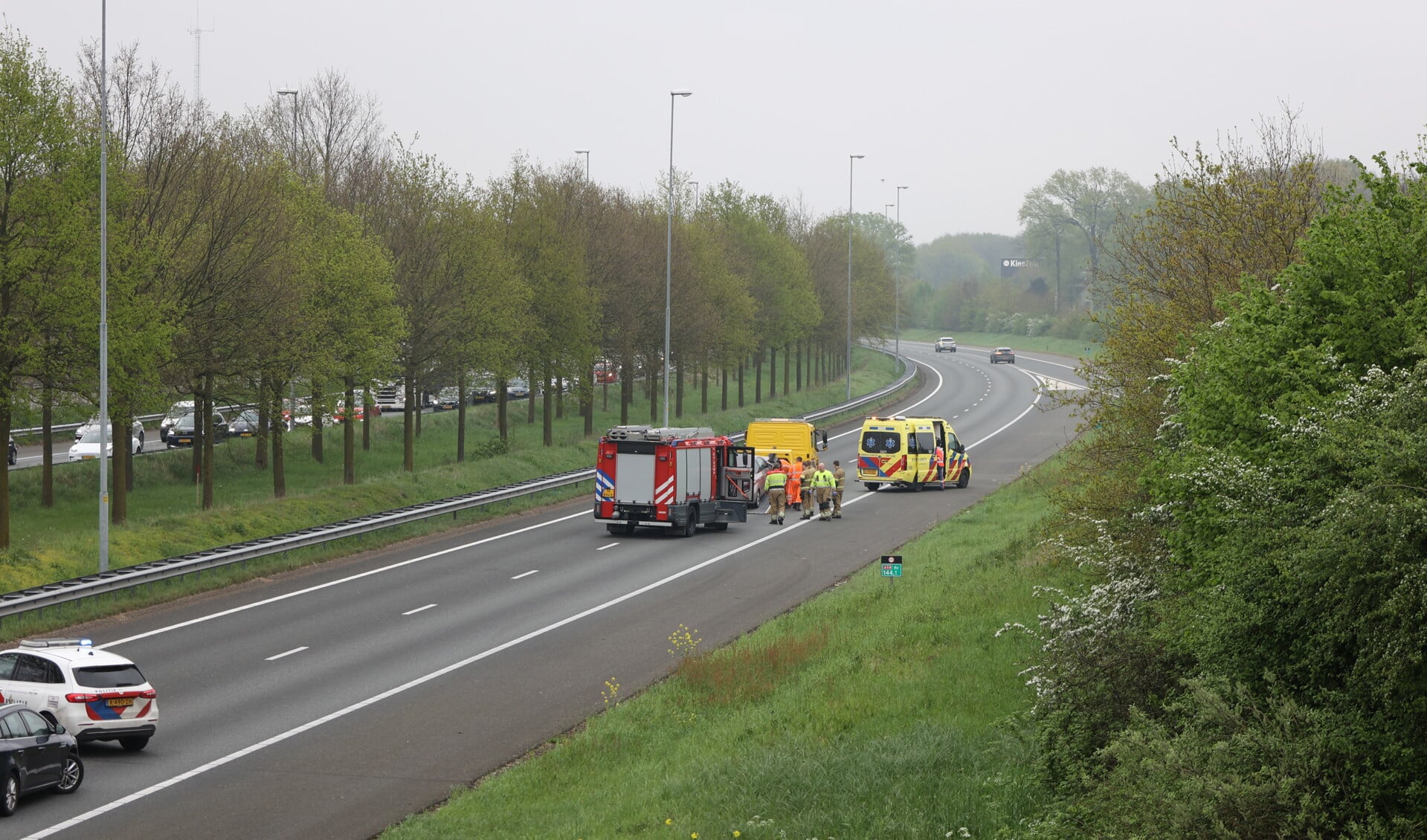 Tijdens de avondspits heeft er een ongeval plaatsgevonden op de A59 in de richting van Oss. 