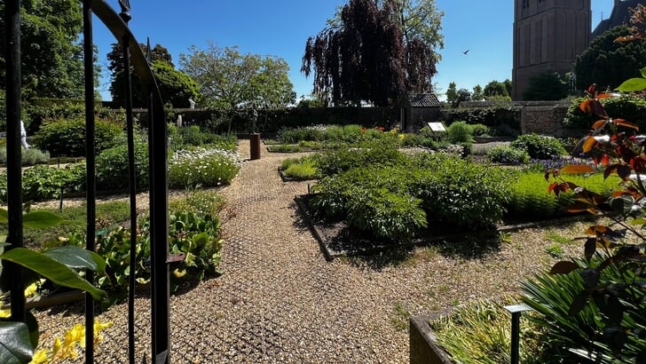 Een kijkje in de Heemtuin door het poortje in de Kerkstraat.