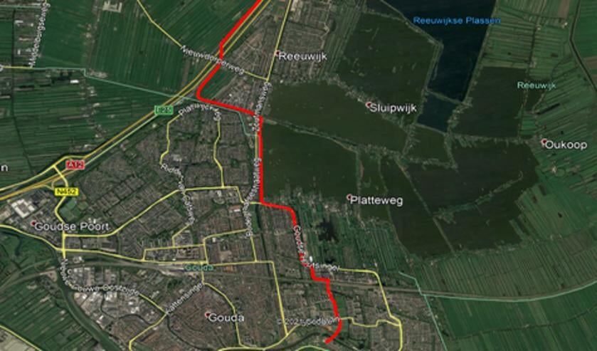 De nieuwe 50 kV-verbinding in het rood