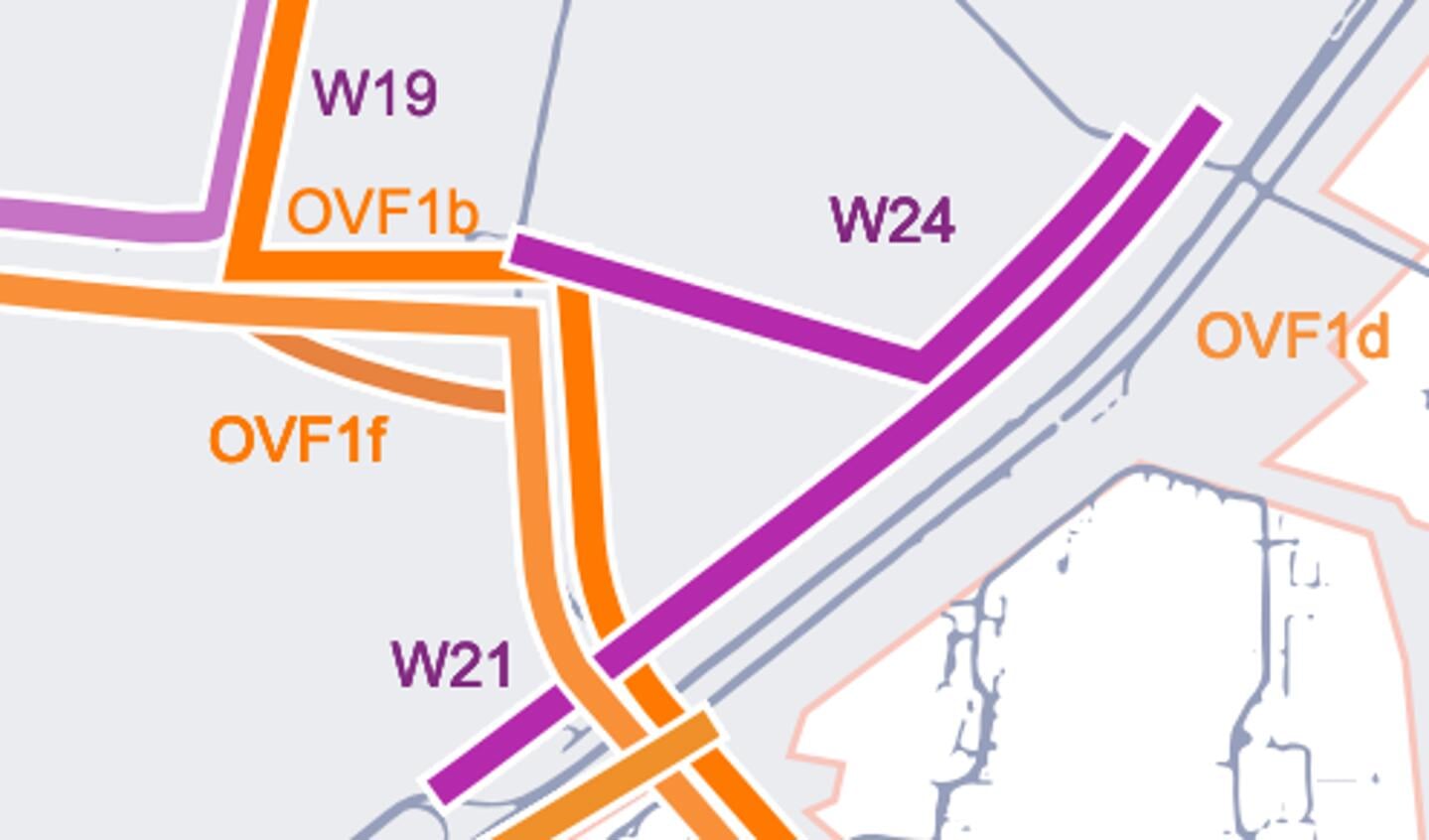 Detail van de kaart met alle mogelijke maatregelingen met de W24 en W21.