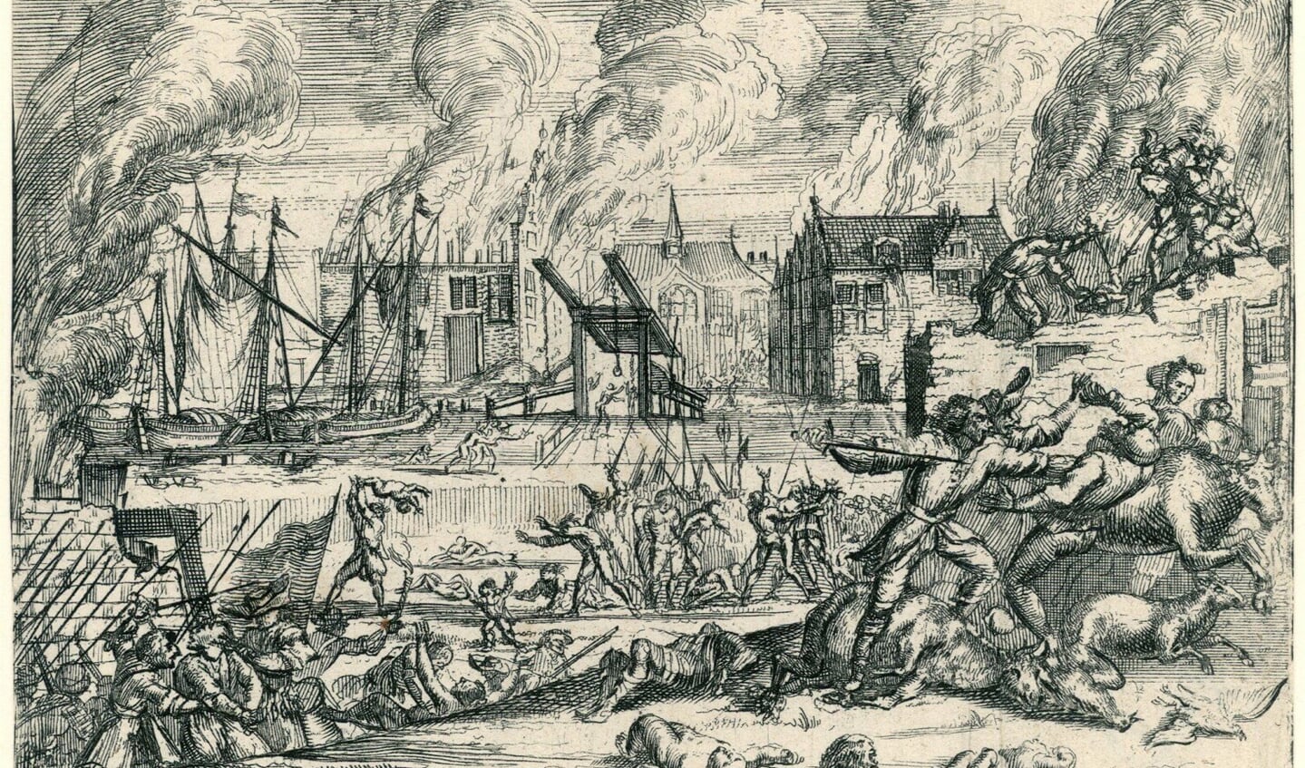 Verwoesting van Bodegraven december 1672. Beeld: archief: Rijksmuseum