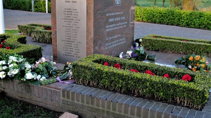 Het namenmonument op de begraafplaats Vredehof in Bodegraven.