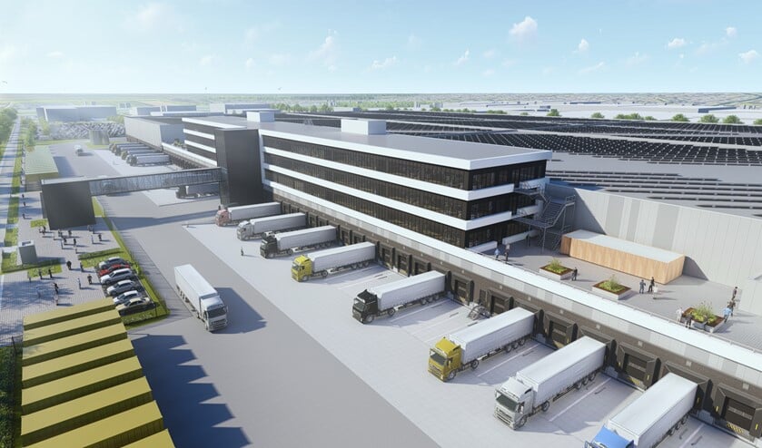 Een impressie van het te bouwen distributiecentrum (Foto: PR/Zalando)