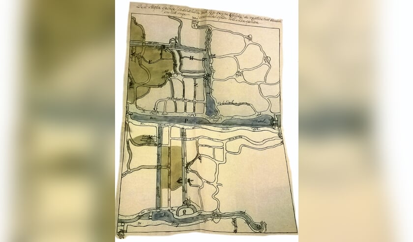 <p>Kaart getekend door Hubert van Akerval, opzichter van de cherge's (douaniers) te Gouda.</p>