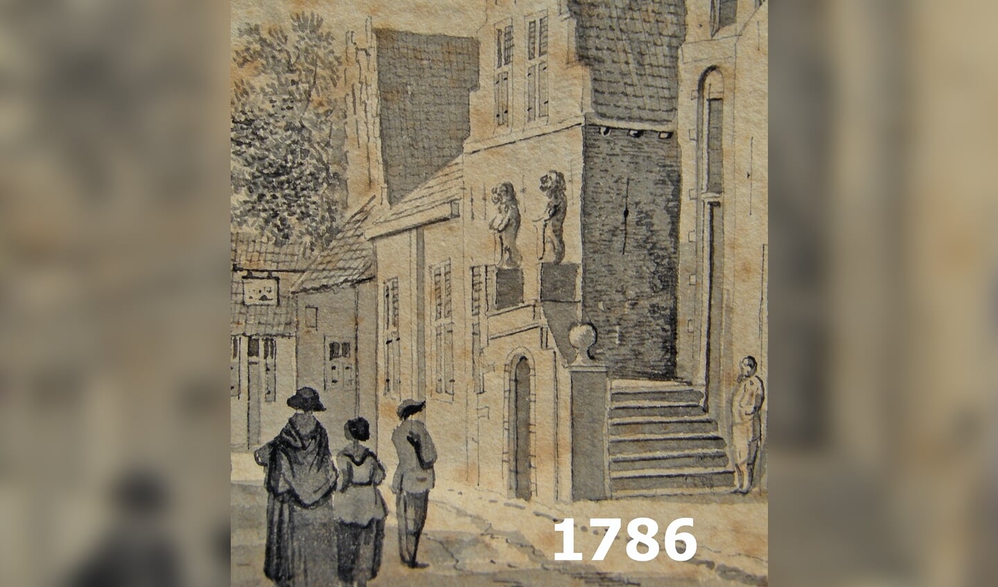 Een tekening van het Raadhuis van Tavenier uit 1786.