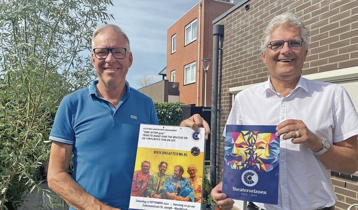 Frans Streng en Frans van Vliet promoten de seizoenstartvan Cultureel Montfoort.