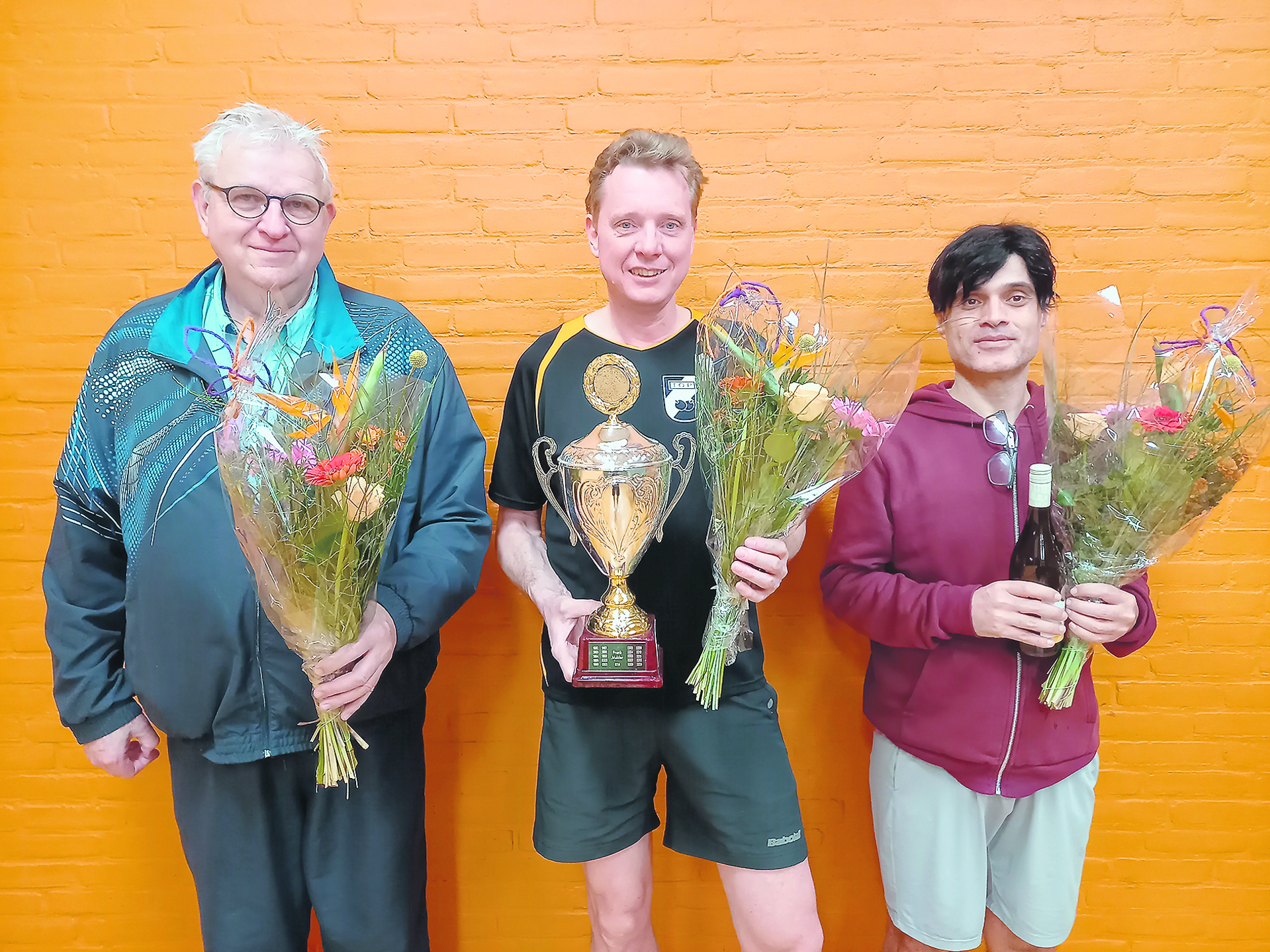 De clubkampioenen v.l.n.r.: Wil Gliselaar, Frank Mulder en Alp Mamak.