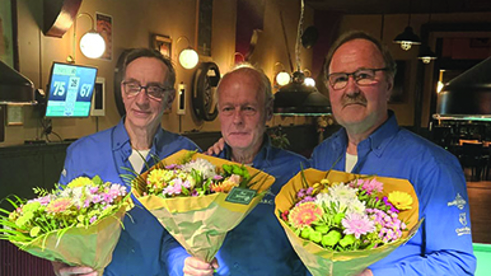 De trotse kampioenen met v.l.n.r.: Johan Pelle, Gerard Otten en Paul Holtkamp 
