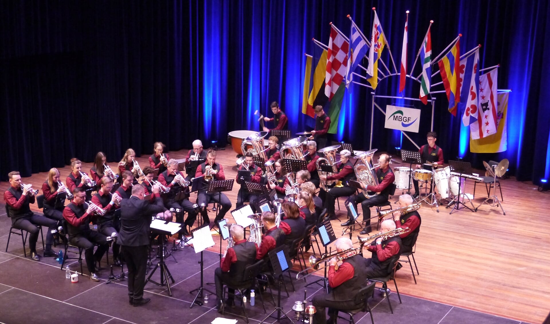 Brassband Valerius tijdens het optreden op het Concertconcours in Zutphen.