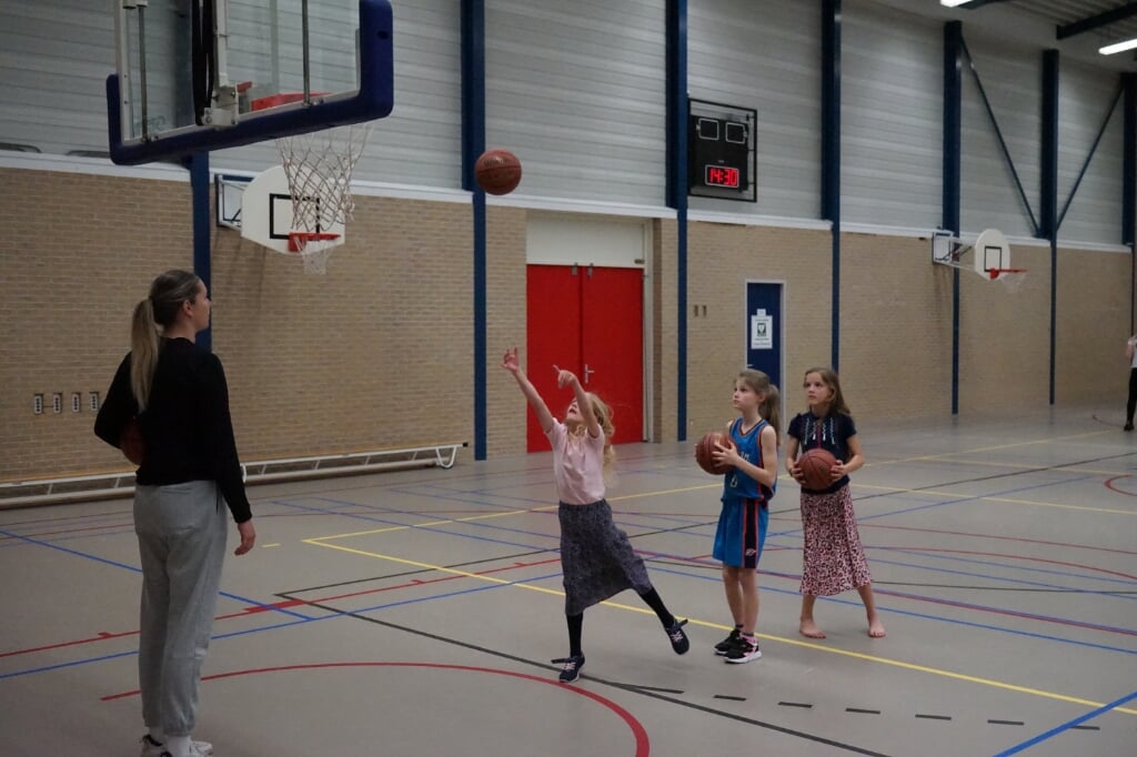 n Actief basketballen tijdens een clinic van Orca's.