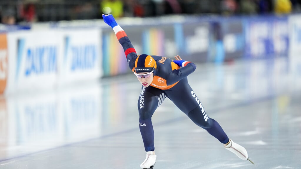 Antoinette Rijpma-De Jong in actie op de 1000 meter.