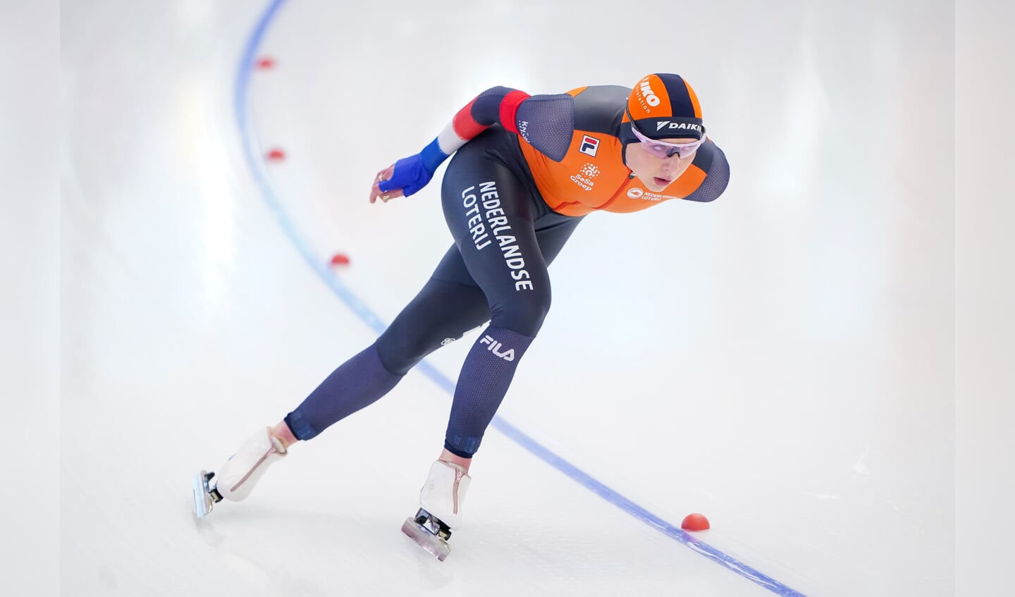 INZELL, GERMANY - MARCH 9: Joy Beune of The Netherlands competing on the Women's 3000m during the ISU World Speed Skating Allround Championships at Max Aicher Arena on March 9, 2024 in Inzell, Germany. (Photo by Douwe Bijlsma/Orange Pictures)
