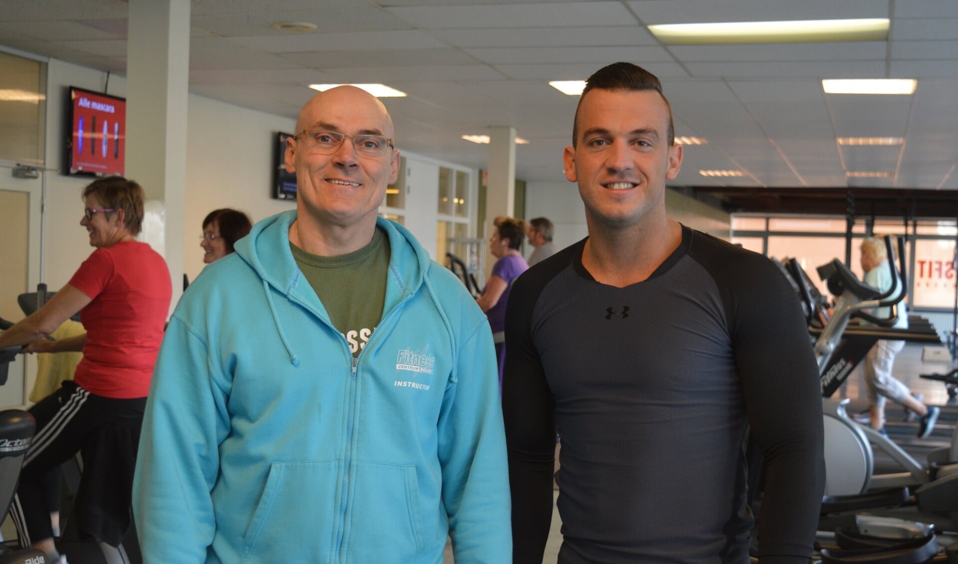 Kevin Koolmees (rechts) met Wout Dijksman, die het fitnesscentrum niet verlaat