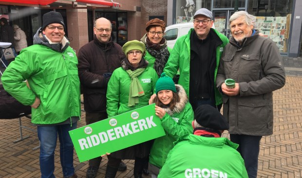 Groenlinks kandidaten op de verkiezingsmarkt afgelopen zaterdag.