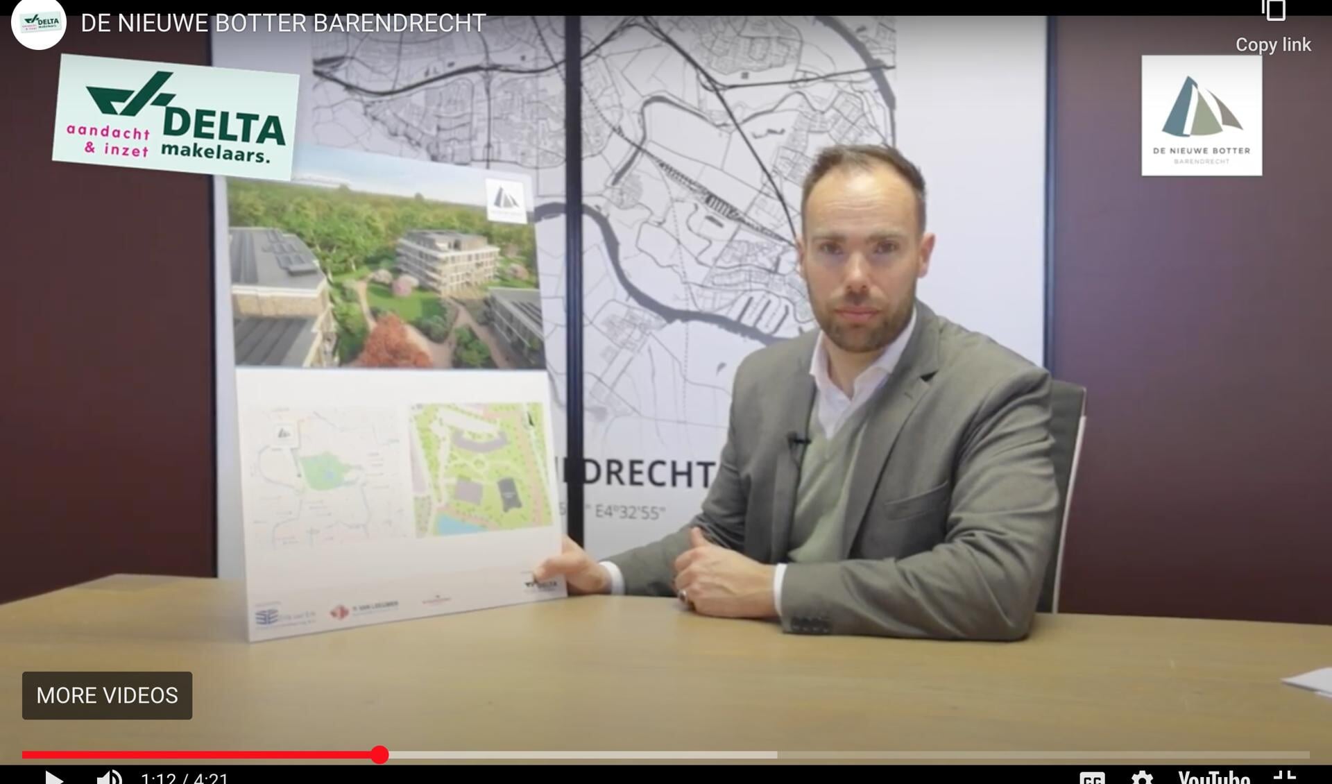 Maarten Smit van Delta Makelaars toont het project de Nieuwe Botter. (Screenshot video)