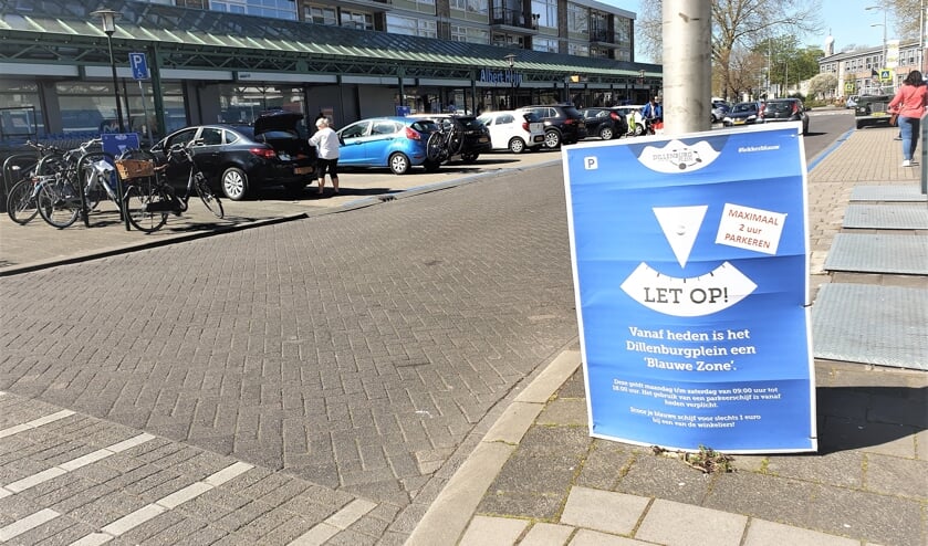 Op het Dillenburgplein is al een blauwe zone als proef