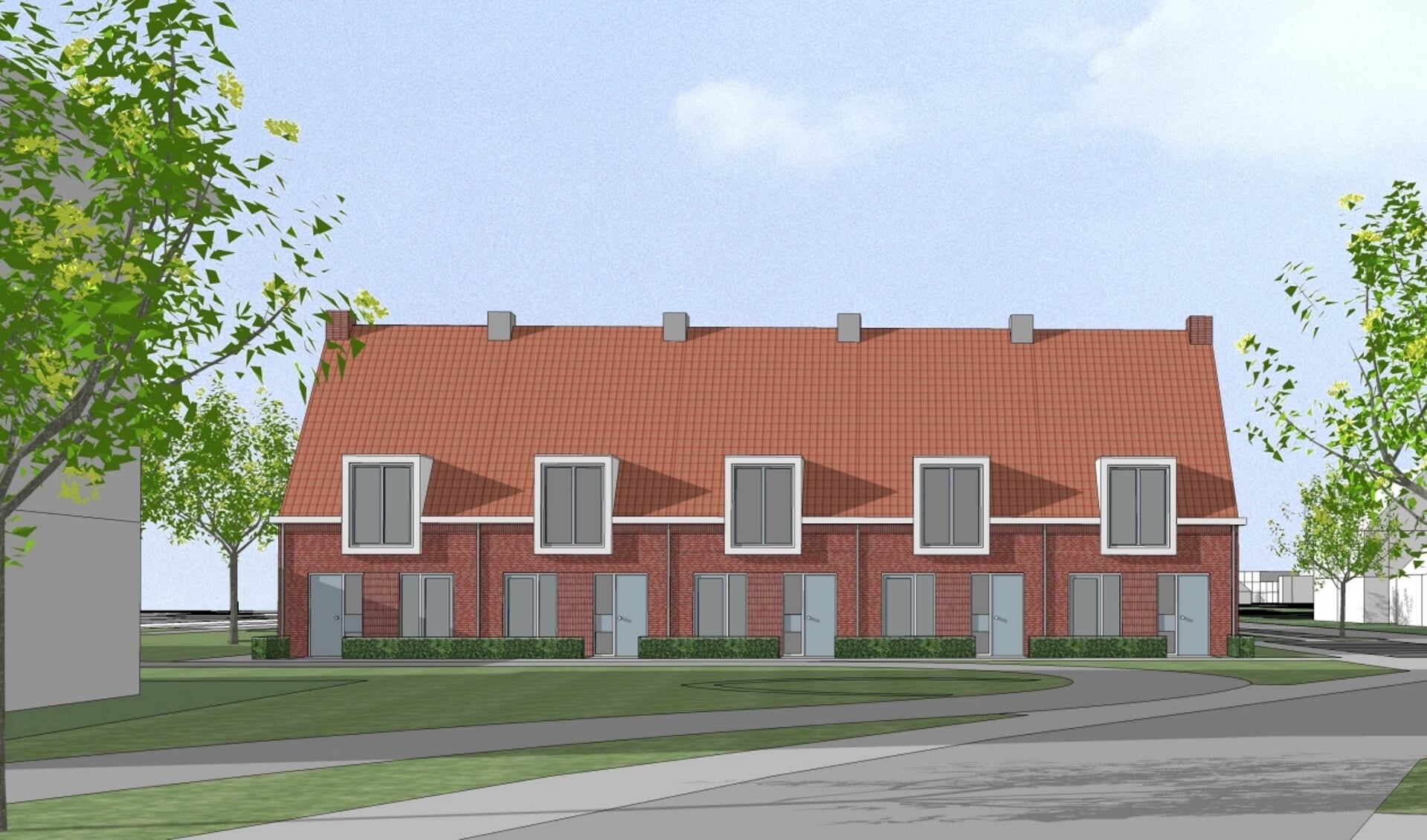 Een impressie van de nieuwe woningen aan de Talmaweg, zoals voorgesteld aan de gemeenteraad. (Steenhuis Bukman Architecten) 