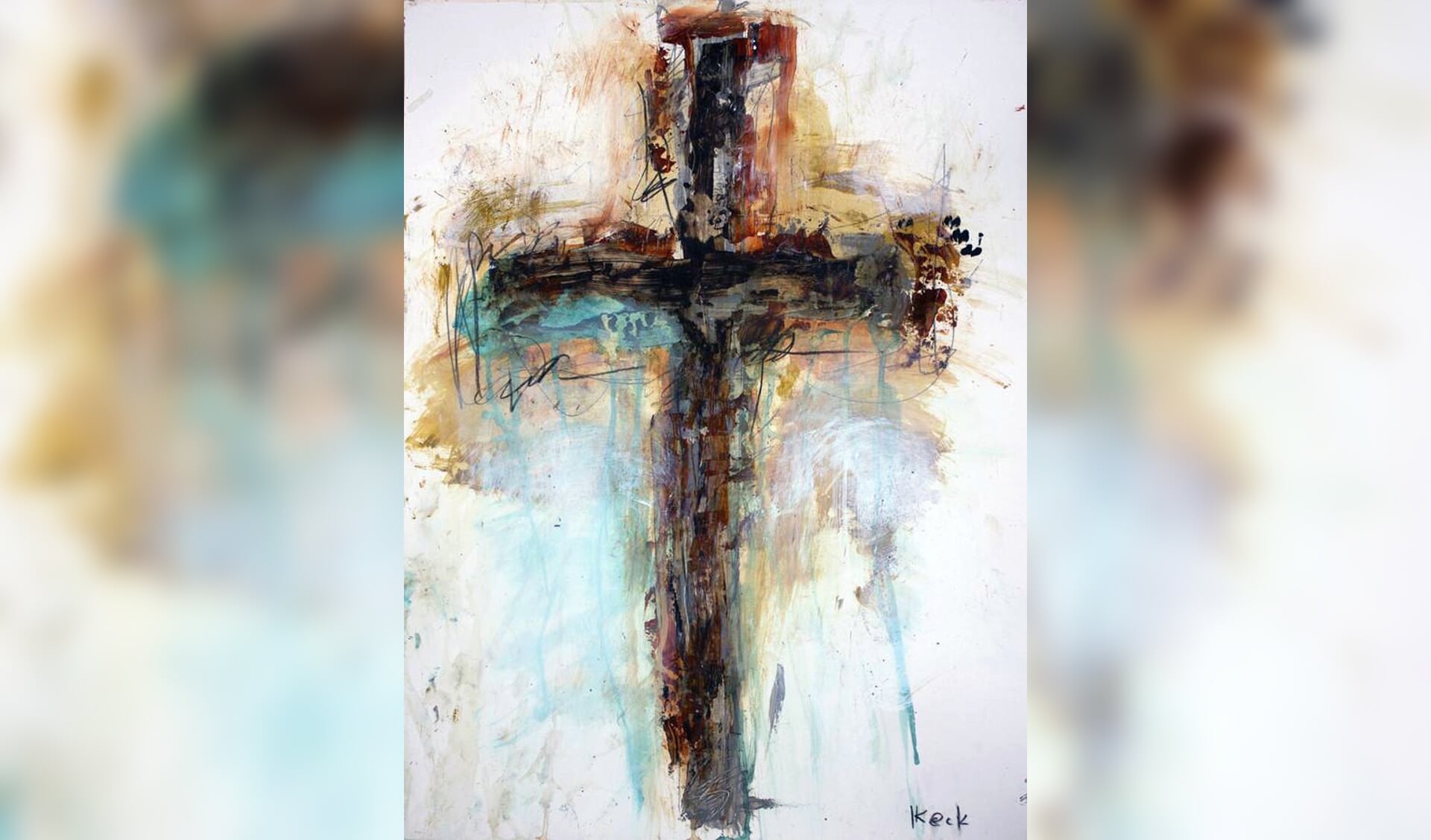 Het thema, Reacties op Jezus’ lijden, belicht met een Cross Art Painting van Michel Keck