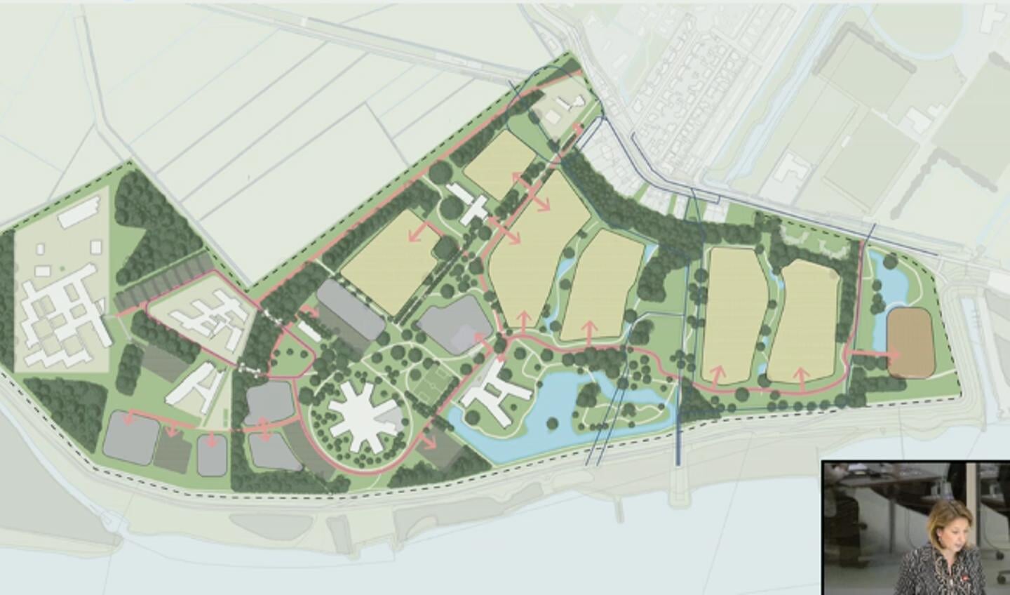 Het vlekkenplan voor de mogelijke woningbouw op een deel van de Antes-locatie.