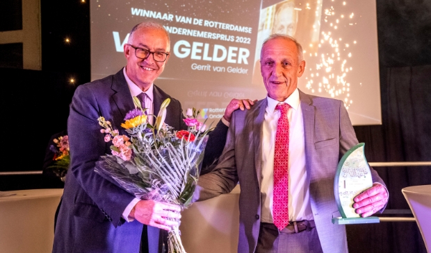 <p>De winnaar van de Rotterdamse Ondernemersprijs Ron van Gelder. (Foto: Frank de Roo)</p> 