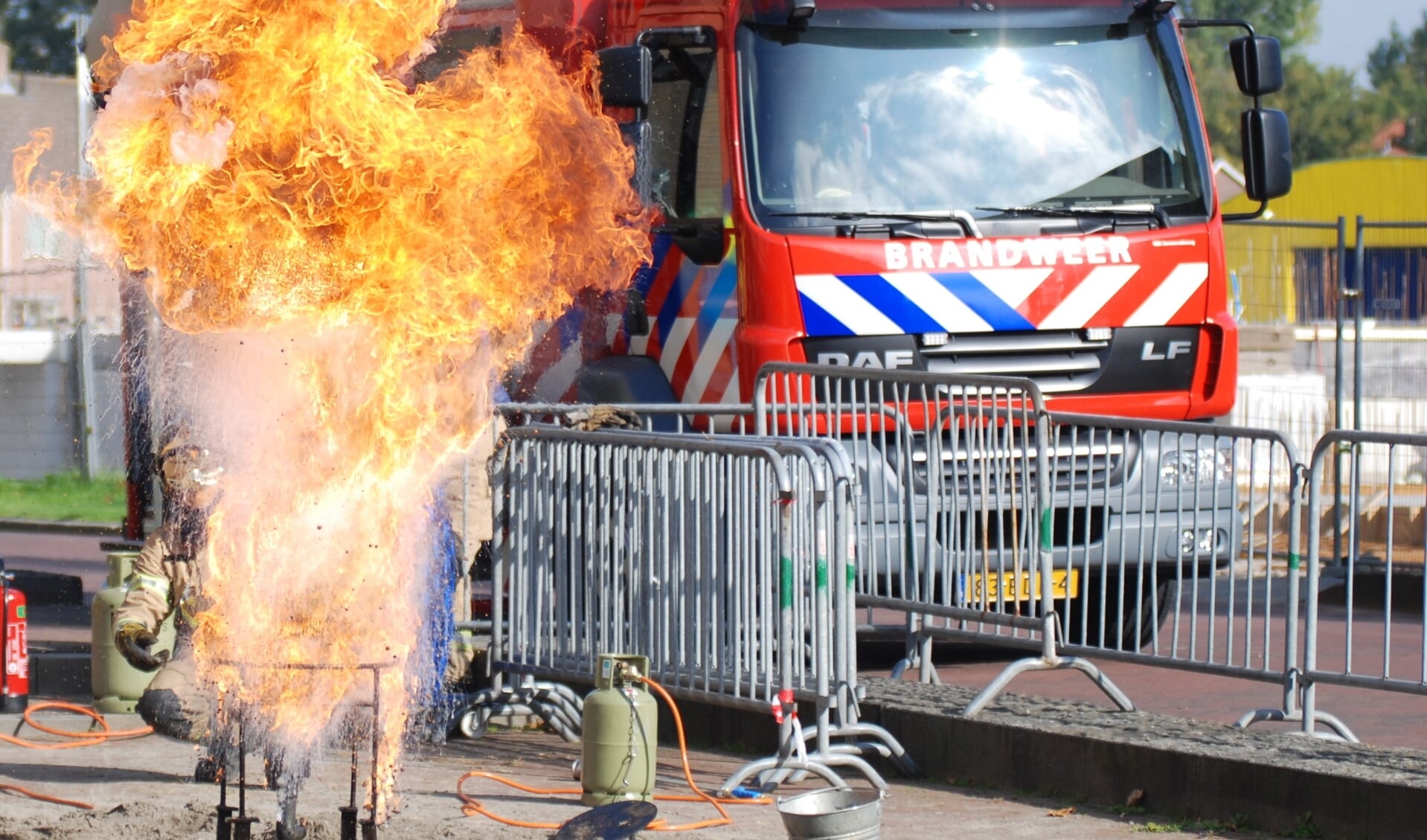 Demonstratie van vlam in de pan