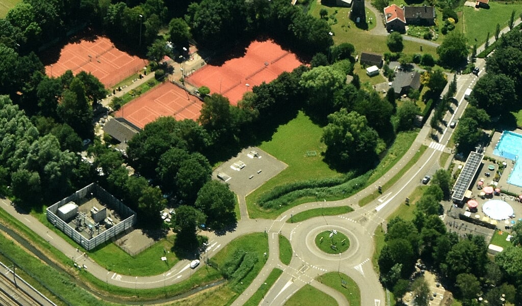 De locatie van het skatepark vanuit de lucht gezien. 
