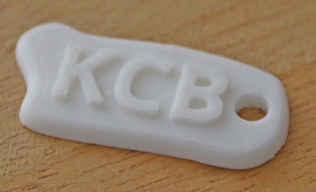 Een 3D geprinte sleutelhanger.