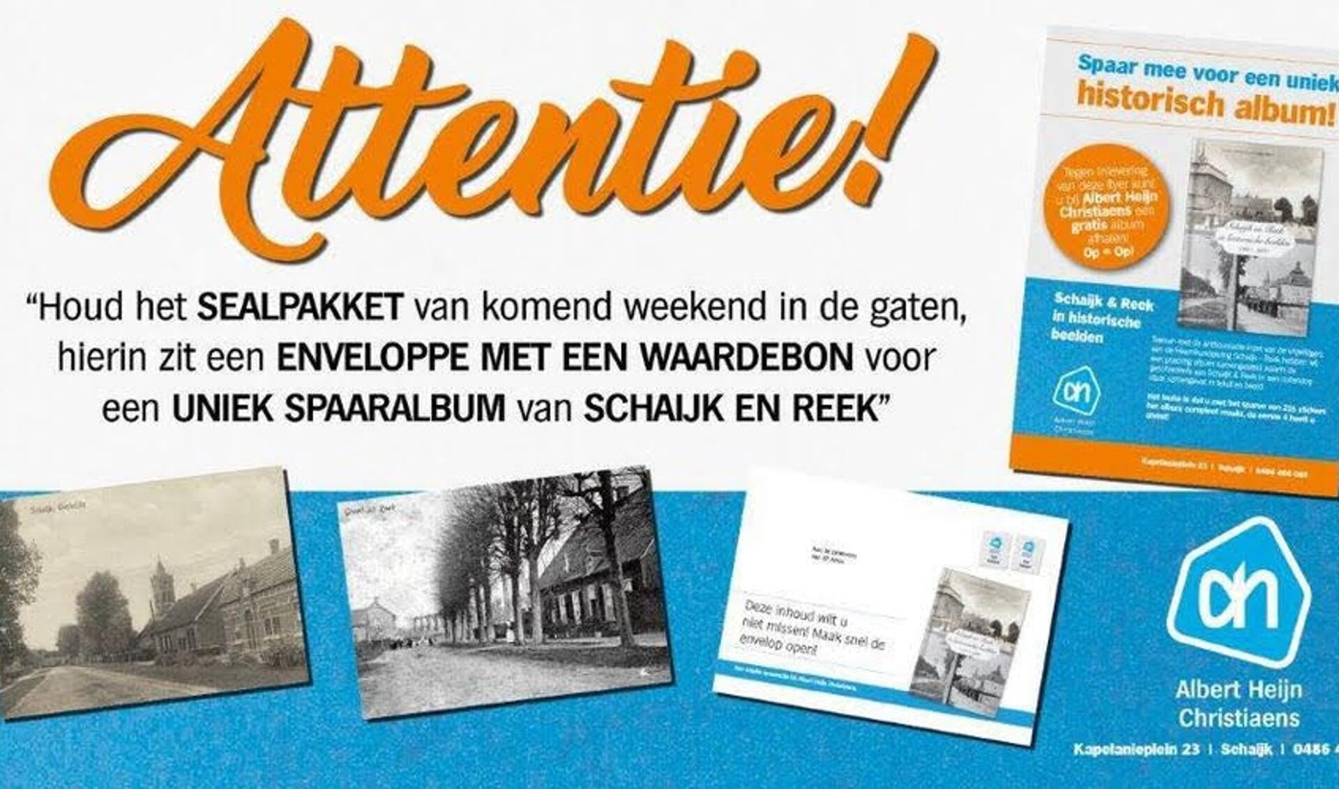 Spaaractie AH Schaijkheemkundekring waardebon voor verzamelalbum zit