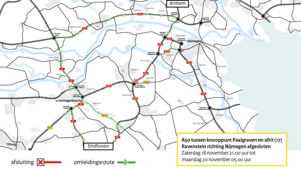 A Afsluiting Tussen Knooppunt Paalgraven En Afrit Ravenstein Richting Nijmegen