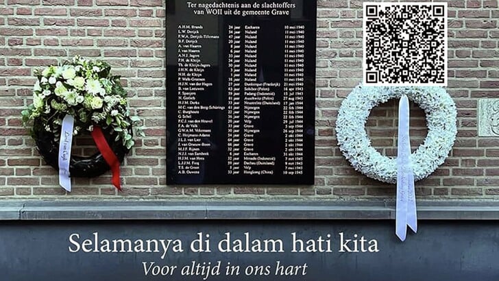 In Grave is er al een monument voor de slachtoffers van Nederlands Indië. Moet er een monument komen voor heel Land van Cuijk? Laat het weten via de QR-code. (Foto: Fred Hulsman)