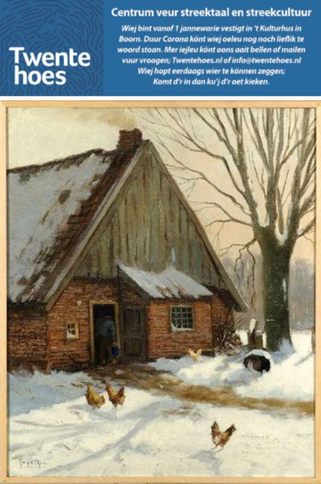 <p>"Winterzon op 'Riesmanskotten" omgeving Lonneker<br>Schilder: Gerard C. Krol<br>Collectie: Vereniging Oudheidkamer Twente</p>