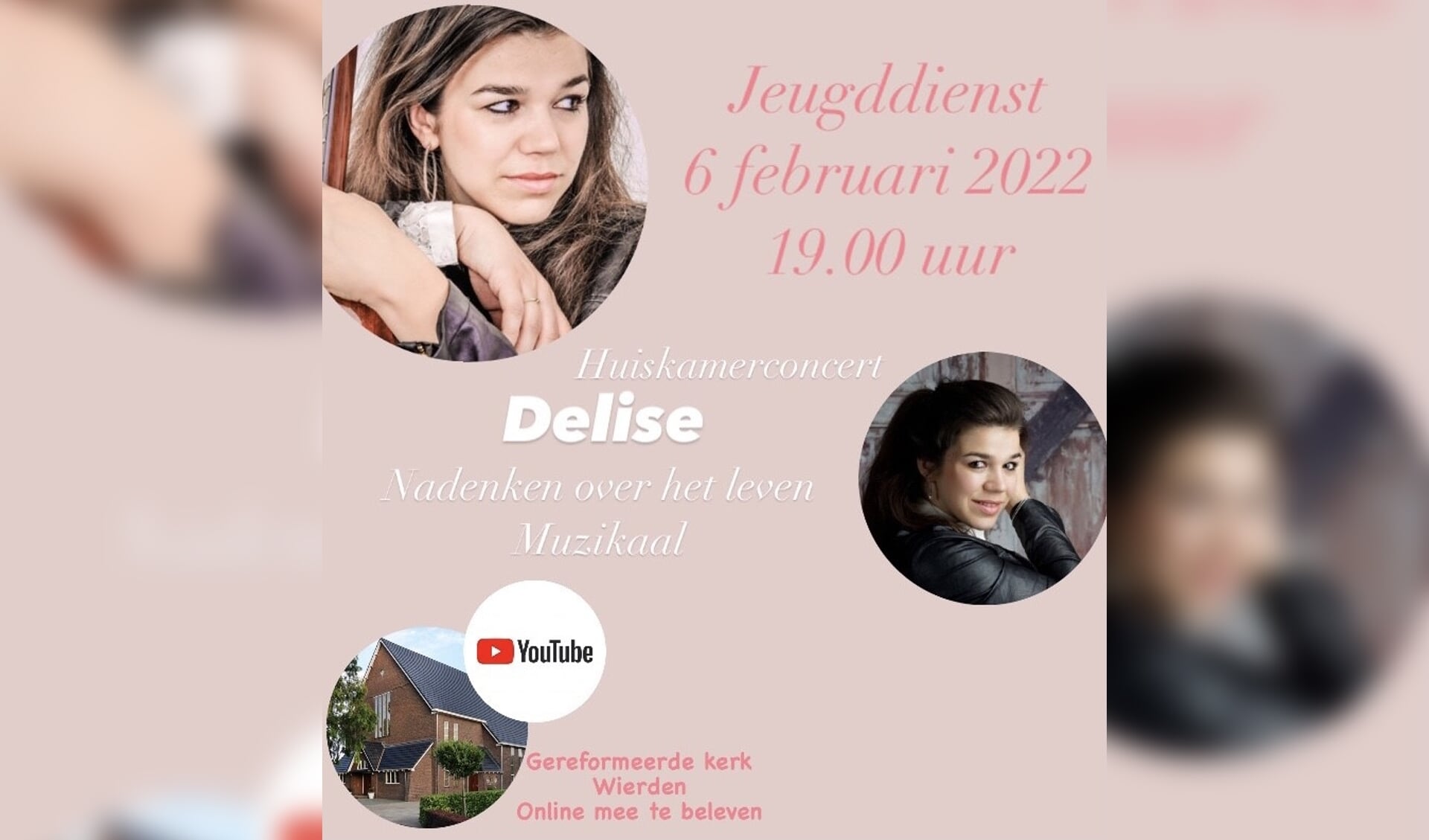 Delise geeft een huiskamerconcert via het YouTube-kanaal van de Gereformeerde Kerk Wierden.