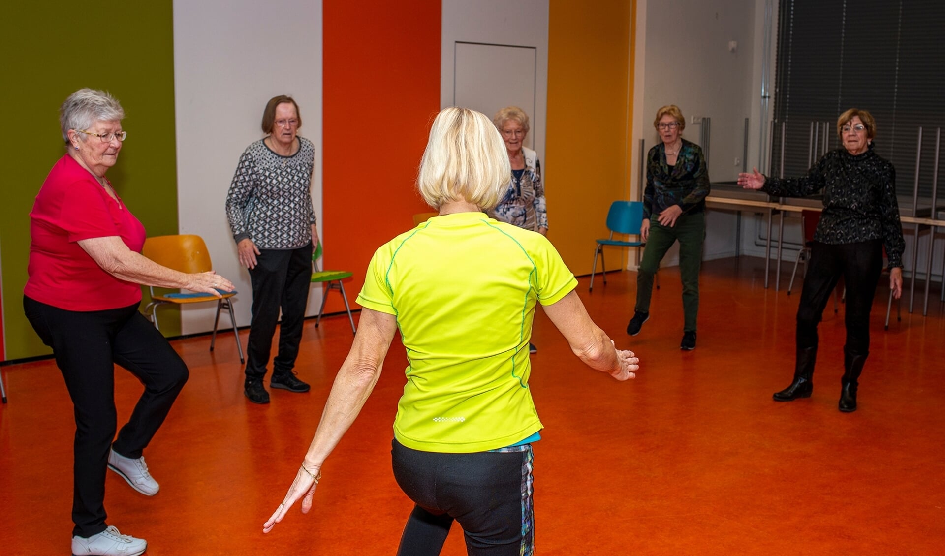 Thea Kamphuis geeft gymlessen aan senioren. (Foto: Bert Boers)